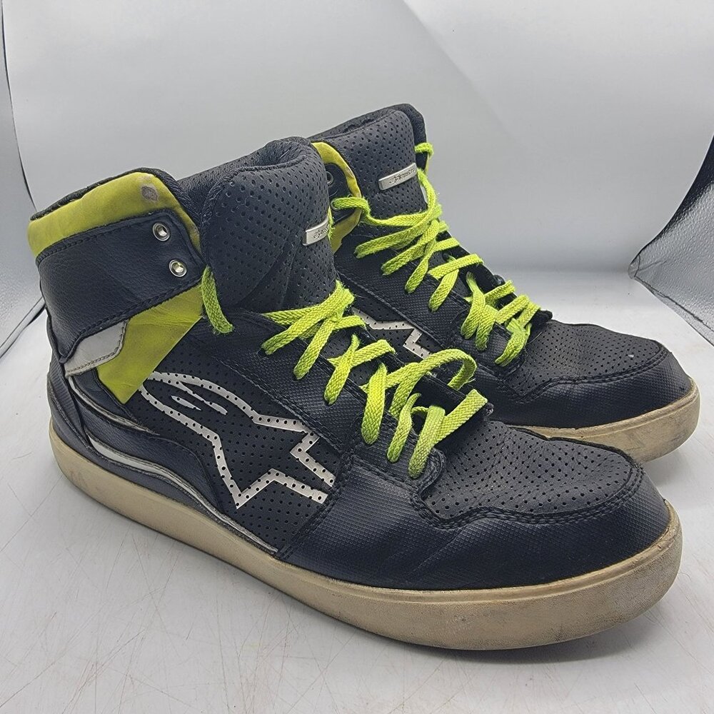 Alpinestars Stadium Riding Shoes Mens 10.5 Black Green Motorcycles Walking